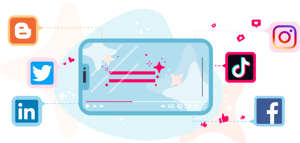 A visual image of maximising your videos reach by sharing them on different platforms